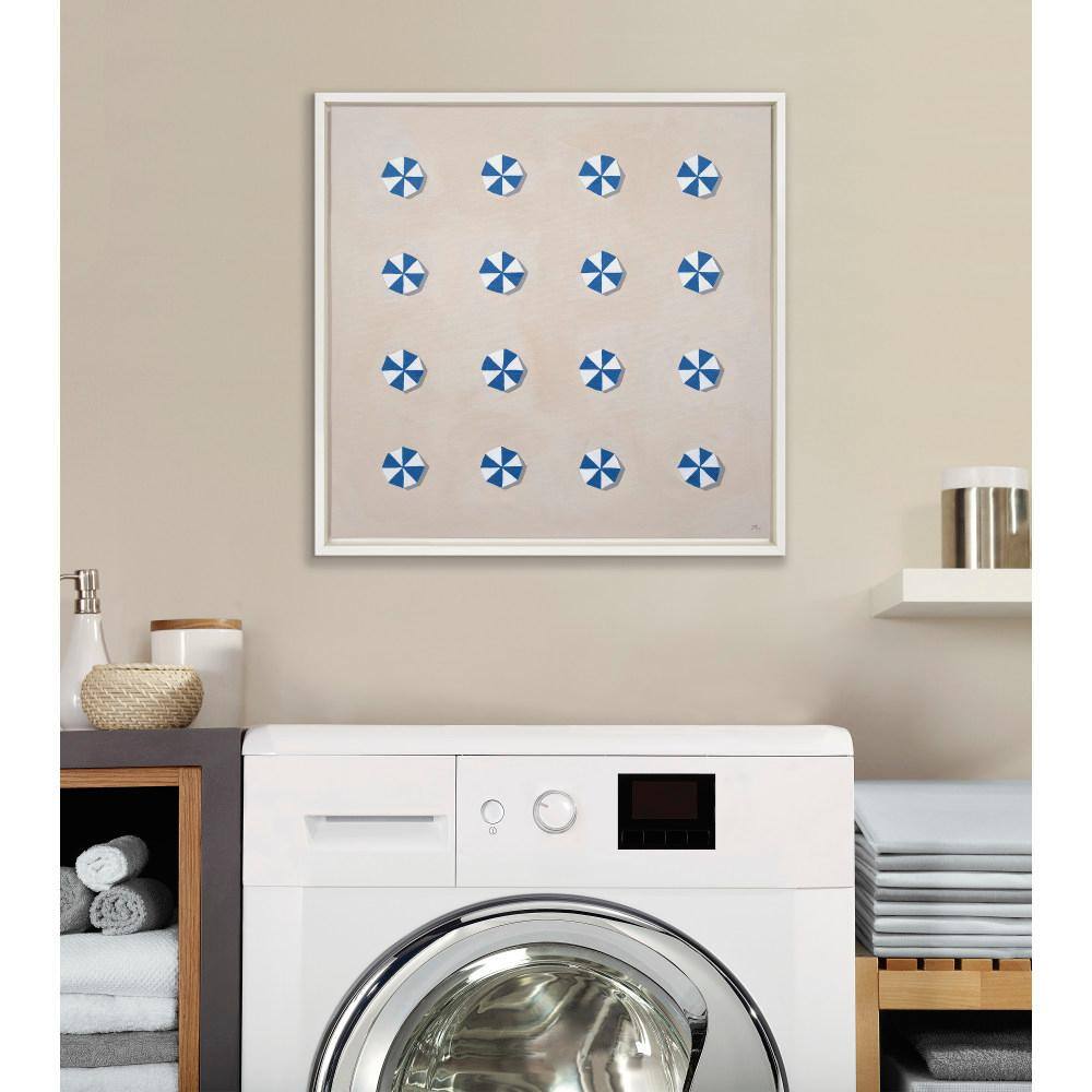 Distant Summer Coastal Canvas Print with White Frame, 22x22