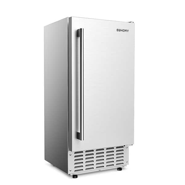 15 in. 66lb./24H Nugget Ice Maker, Bulit-in/Freestanding, Freezer and Ice Machine in Silver, Self-Cleaning LED Display