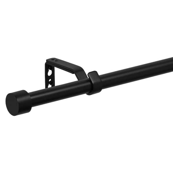 66 in. - 120 in. Telescoping 3/4 in Single Curtain Rod Kit in Matte Black with Cap Finial