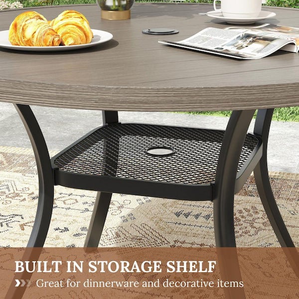 hampton outdoor patio table with umbrella hole PHI VILLA 7 Pcs Dining Set for 6, Mesh Chairs & Metal it adapts effortlessly Woodard Hampton 48-Inch Round Cast