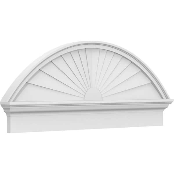 Ekena Millwork 2-3/4 in. x 46 in. x 18-3/8 in. Segment Arch Sunburst Architectural Grade PVC Combination Pediment