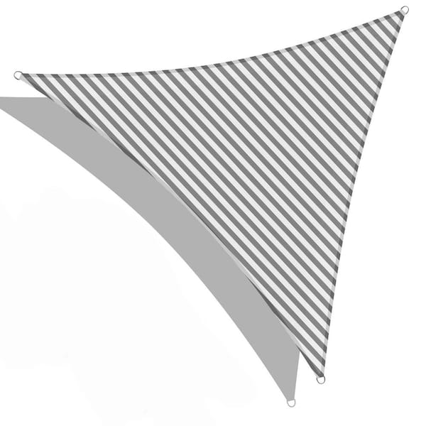TIRAMISUBEST 22 ft. x 22 ft. x 22 ft. Gray and White Triangle Sun Shade Sail