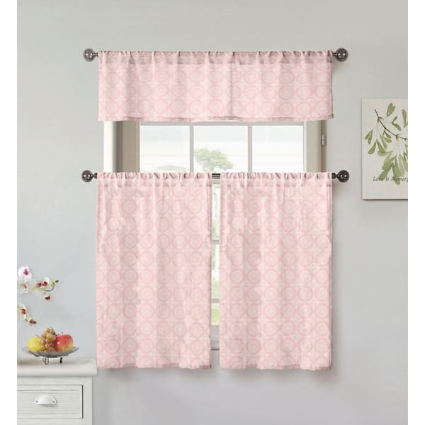 Vera Blush Medallion Rod Pocket Room Darkening Curtain 56 In W X 15 L Set Of 2 Lola 14328d 12 The Home Depot Vera Blush Medallion Rod Pocket Room, Home Depot Kitchen Curtains