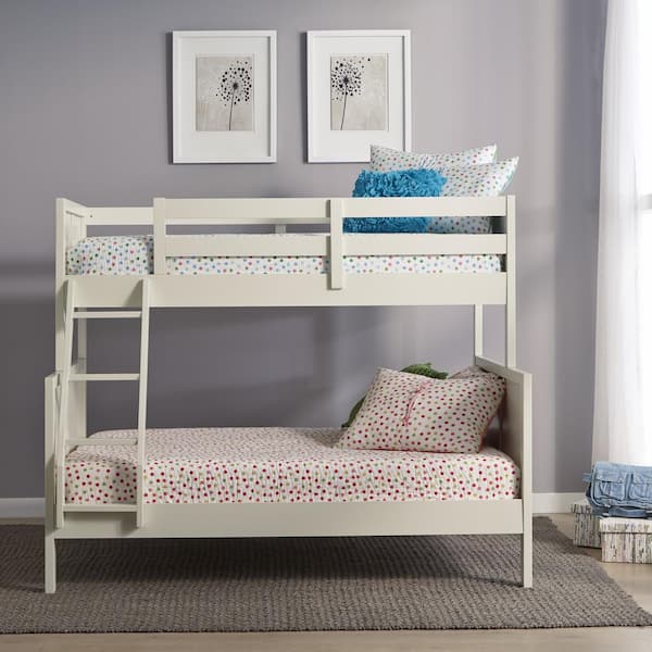 White Twin Over Full Bunk Bed, Naples Twin Over Full Bunk Bed With Steps And Lower Storage Drawers