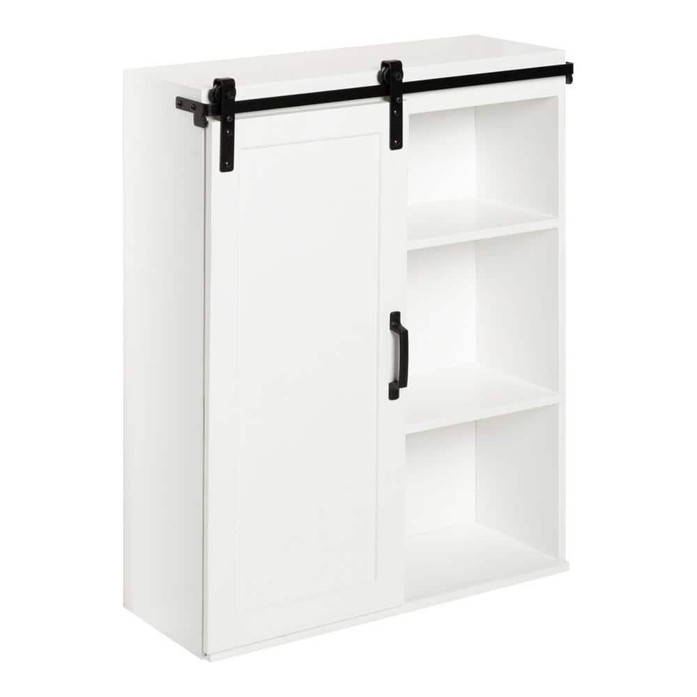 StyleWell 16.14 in. H x 36 in. W x 11 in. D White Wood Floating Decorative Cubby Wall Shelf with Hooks