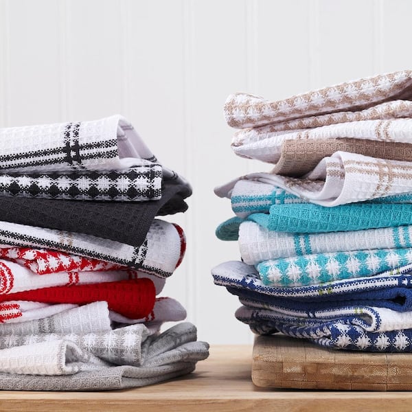 Kitchen Towels Dishcloths 100% Cotton, Set of 8, Dark