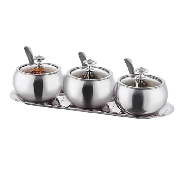 3 Piece Stainless Steel Pizza Topping Station Condiment Server