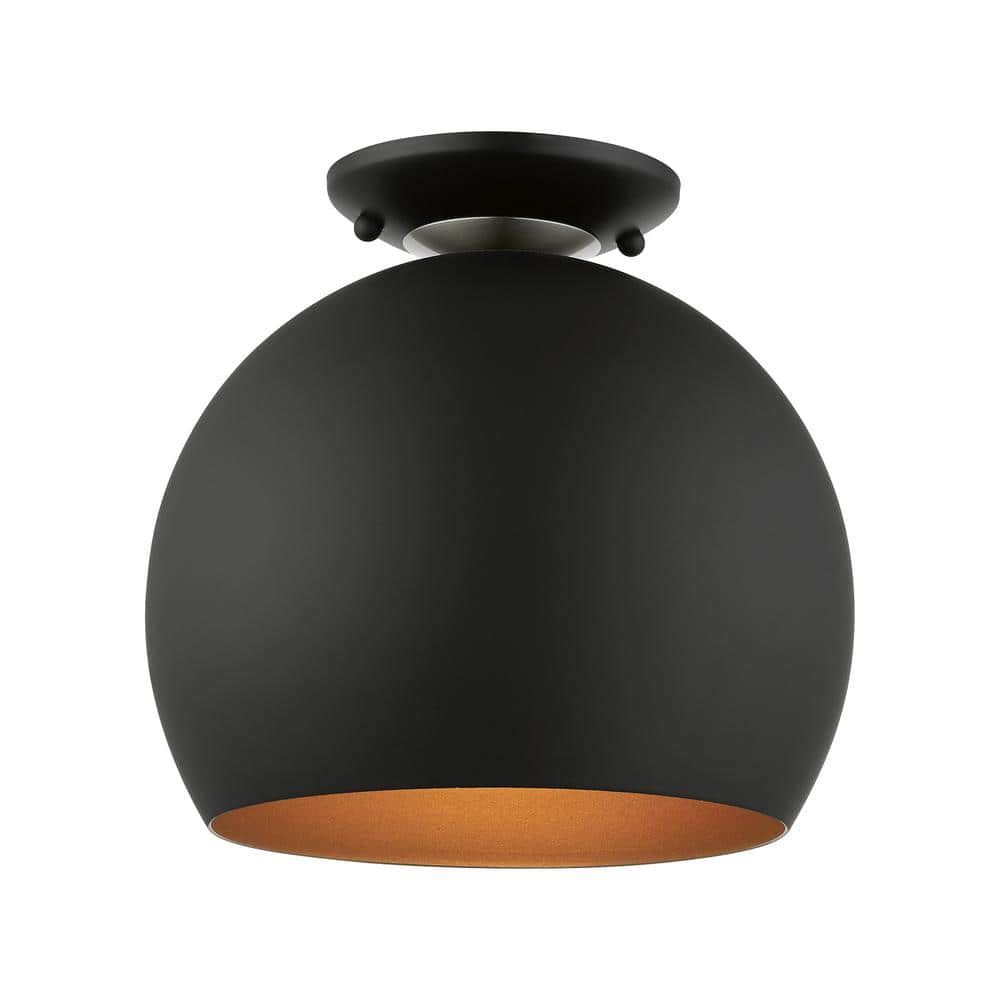 Branbury 10 in. 1-Light Black Globe Semi Flush Mount price history on PriceWatchPro