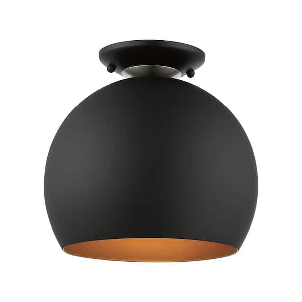 AVIANCE LIGHTING Branbury 10 in. 1-Light Black Globe Semi Flush Mount