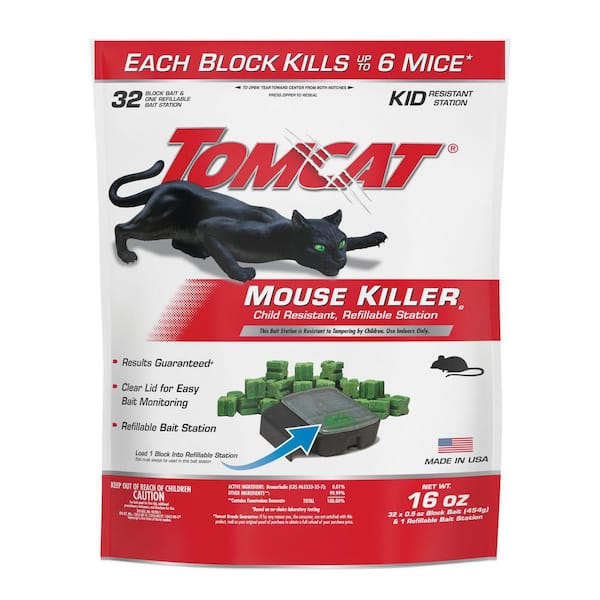 TOMCAT Mouse Killer(e) Child Resistant, Refillable Station With 32 0.5-oz. Refills