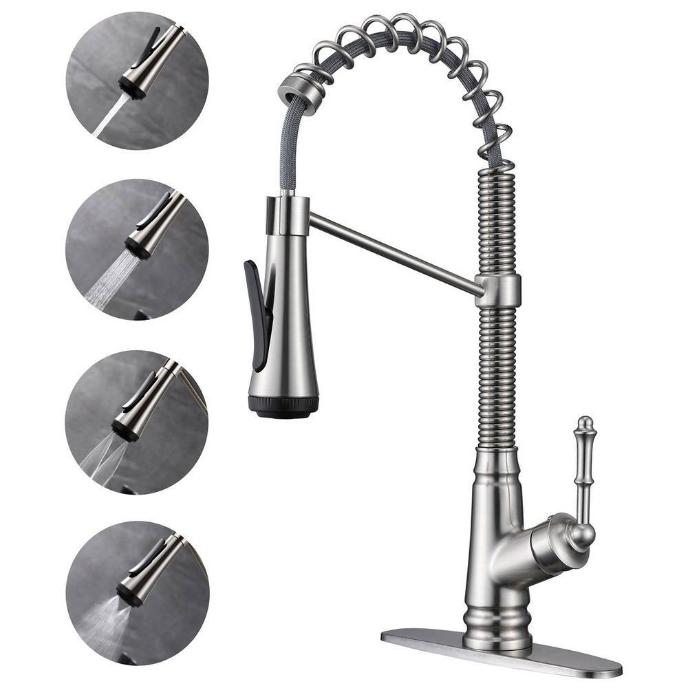 ELLO&ALLO Single Handle Pull Down Sprayer Kitchen Faucet with Deckplate