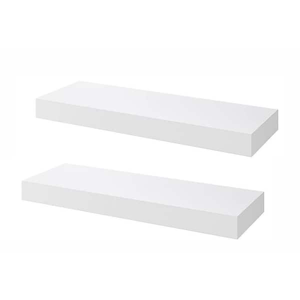 16 in. W x 6 in. D White Floating Shelves Decorative Wall Shelf (Set of 2)