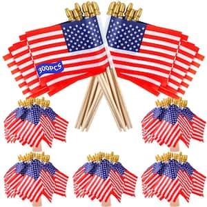 4 in. x 6 in. Mini American Flags with Kid-Safe Golden Spear Top for Outdoor Patio (300-Pack)