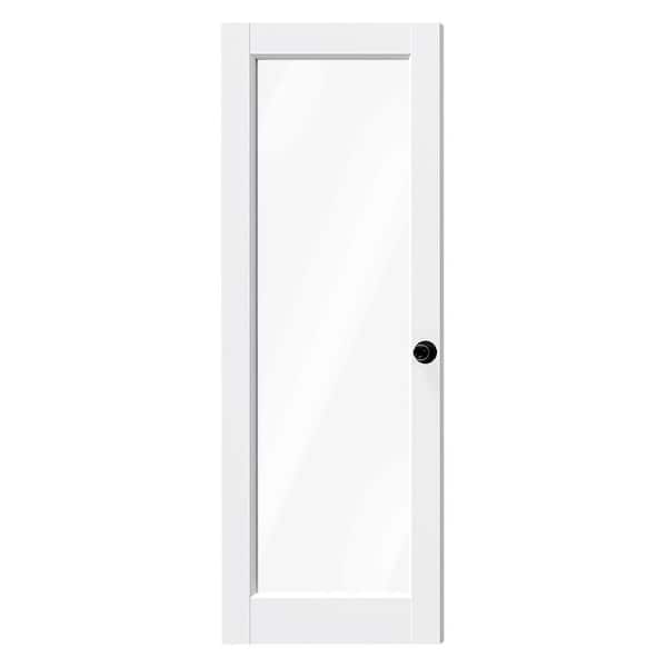 TENONER 32 in. x 80 in. Full Lite, Clear Glass, White Primed