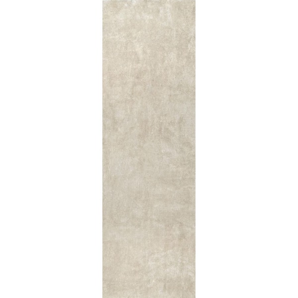 nuLOOM Loni Solid Machine Washable Shag Cream 3 ft. x 8 ft. Runner Rug