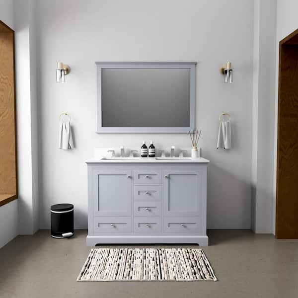 Lexora Dukes 48 in. W x 22 in. D Dark Grey Double Bath Vanity and Cultured Marble Top
