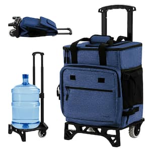 42 qt. 3-in-1 Insulated Rolling Cooler with Adjustable Handle and Bottom Plate Blue