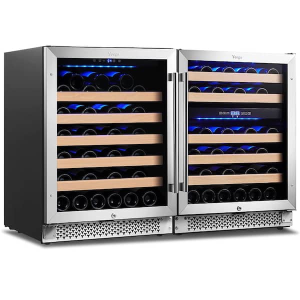 Yeego 48 in. Triple Zone Cellar Cooling Unit 98-Bottles Built- in Wine Cooler Side-by-Side Refrigerators Frost Free in Black