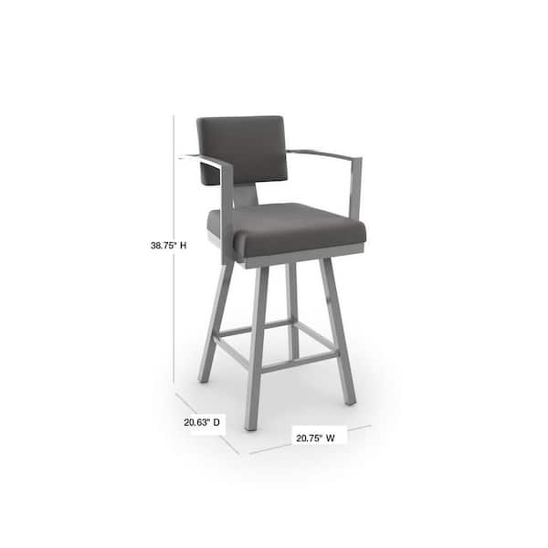 Amisco Akers 26 in. Glossy Grey Metal Light Cold Grey Polyester Counter Stool - image 4