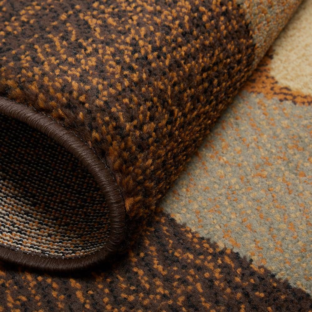Clover Brown and Blue Modern Elegance Rectangular Area Rug, 43"x62"