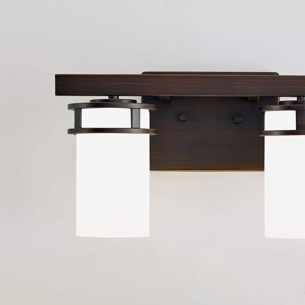 Bronze Prairie Inspired 2-Light Bathroom Vanity with Etched Glass