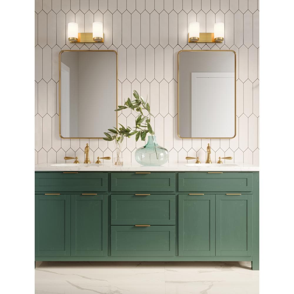 Luxe Gold Opal Glass 2-Light Modern Vanity Fixture