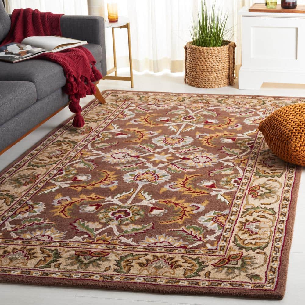 Ivory and Brown Hand-Tufted Wool 8' x 10' Area Rug
