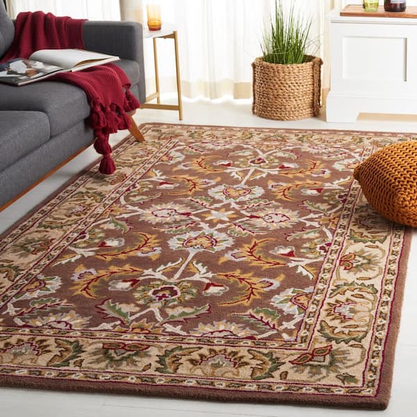 Heritage Brown/Ivory 8 ft. x 10 ft. Border Area Rug