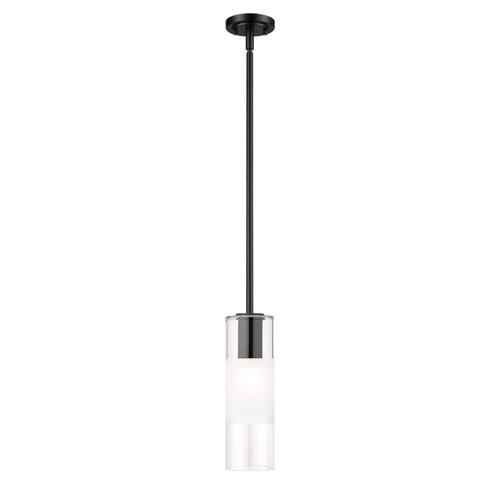 Alton 4.75 in 1 Light Matte Black Shaded Pendant Light with Downrods and Cl