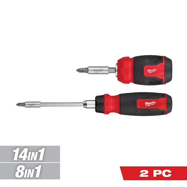 14-in-1 Ratcheting Multi-Bit Screwdriver and 8-in-1 Compact Multi-Bit Screwdriver (2-Pack)