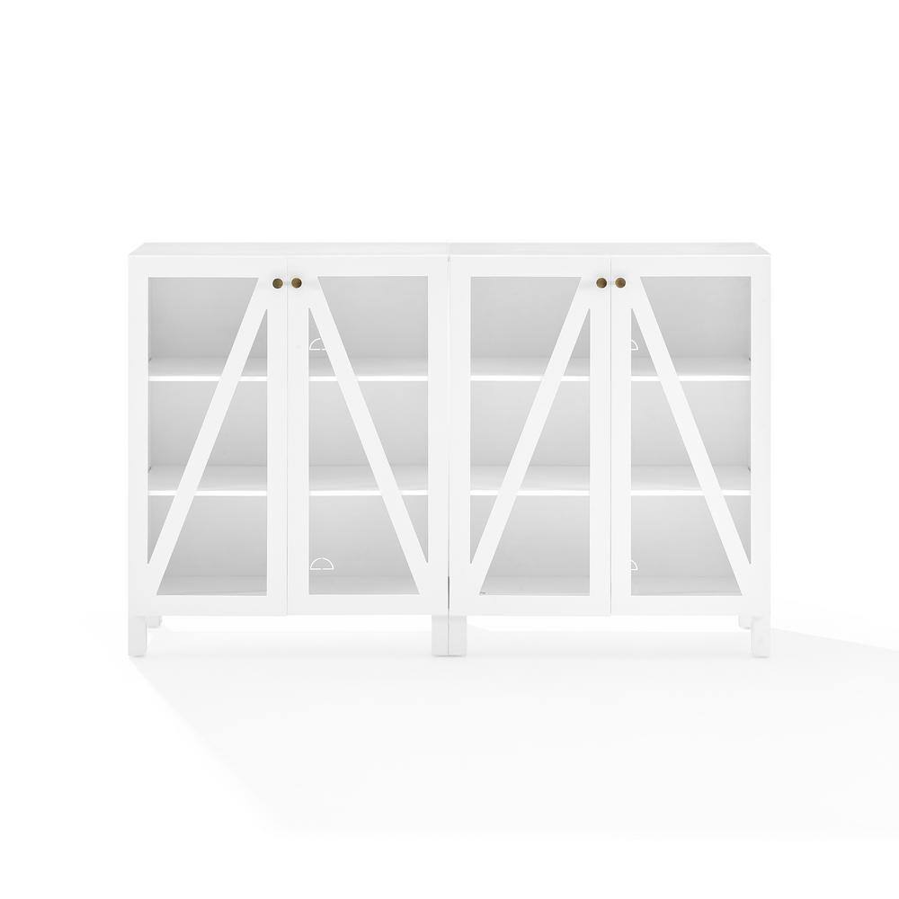 White 60" Media Sideboard Cabinet with Glass Doors and Shelves