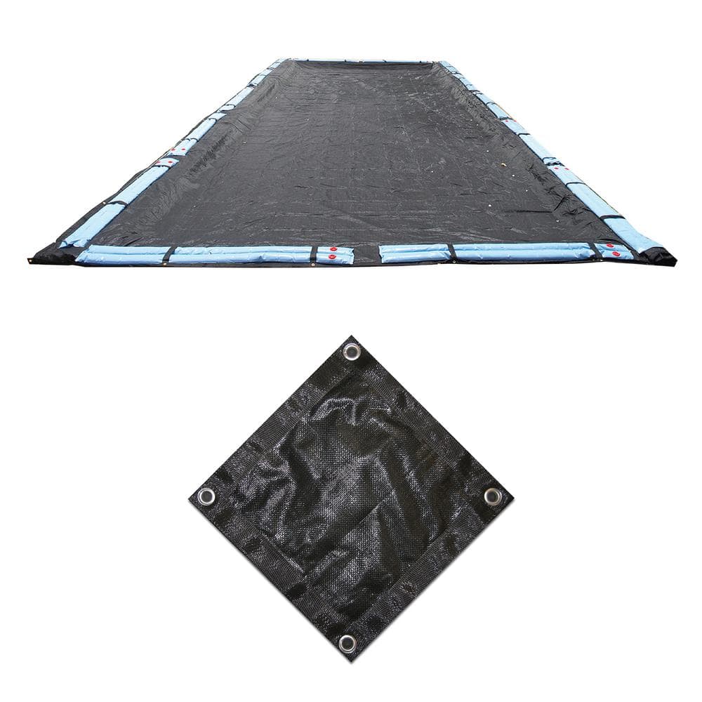 Blue Wave 12 ft. x 20 ft. Rectangular Black Rugged Mesh In Ground Winter Pool Cover