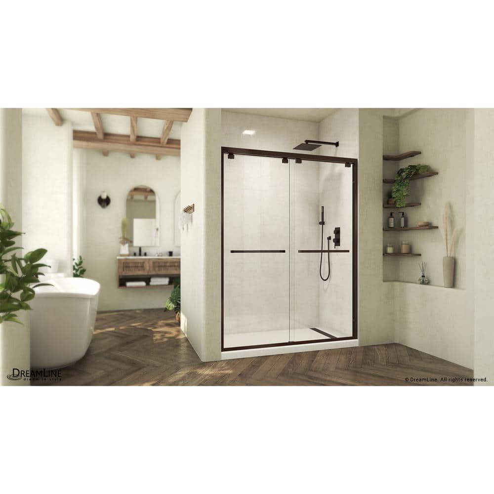 Oil Rubbed Bronze Frameless Sliding Shower Door with Clear Glass