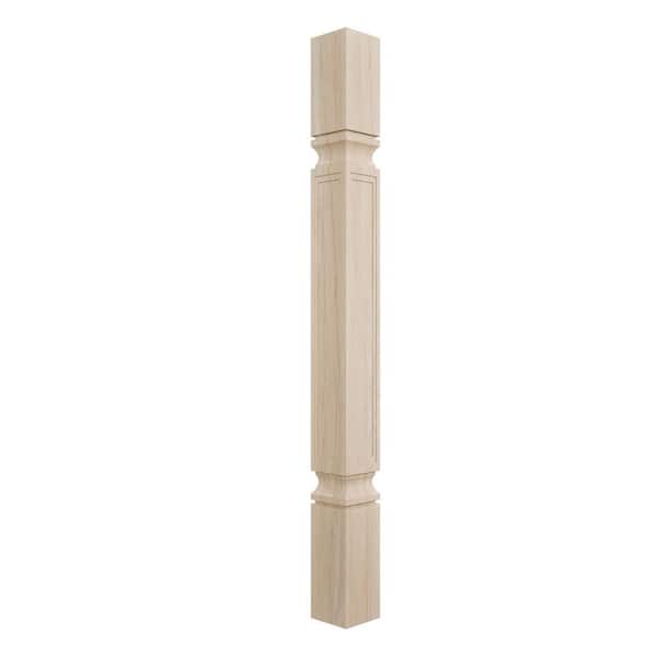 3-3/4 in. x 3-3/4 in. x 35-1/2 in. Unfinished Rubberwood Kent Raised Panel Cabinet Column