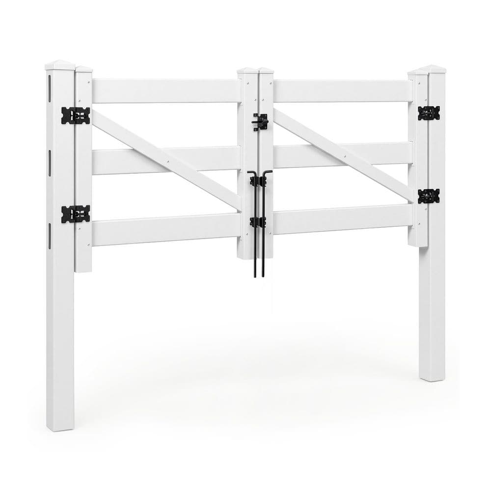 4 ft. x 4 ft. White Vinyl Ranch Double Fence Gate Kit with Gate Posts & Fence Drop Rods price history on PriceWatchPro