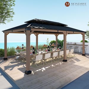 Beverly Hills 12 ft. x 20 ft. Outdoor Fir Solid Wood Frame Patio Gazebo Canopy Shelter with Galvanized Steel Hardtop