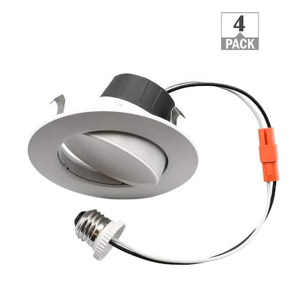 ETI LIGHTING Altair 4 in. Retrofit Gimbal Downlight Integrated LED Recessed Light Trim Adjustable CCT 120 Volt Dimmable (4-Pack)