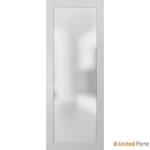 18 in. x 84 in. 1-Panel No Bore Solid 1-Lites Frosted Glass White Finished Pine Wood MDF Interior Door Slab