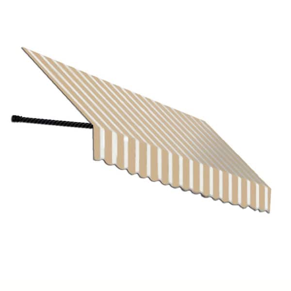 AWNTECH 4.38 ft. Wide Santa Fe Twisted Rope Arm Window/Entry Fixed Awning (44 in. H x 24 in. D) Linen/White