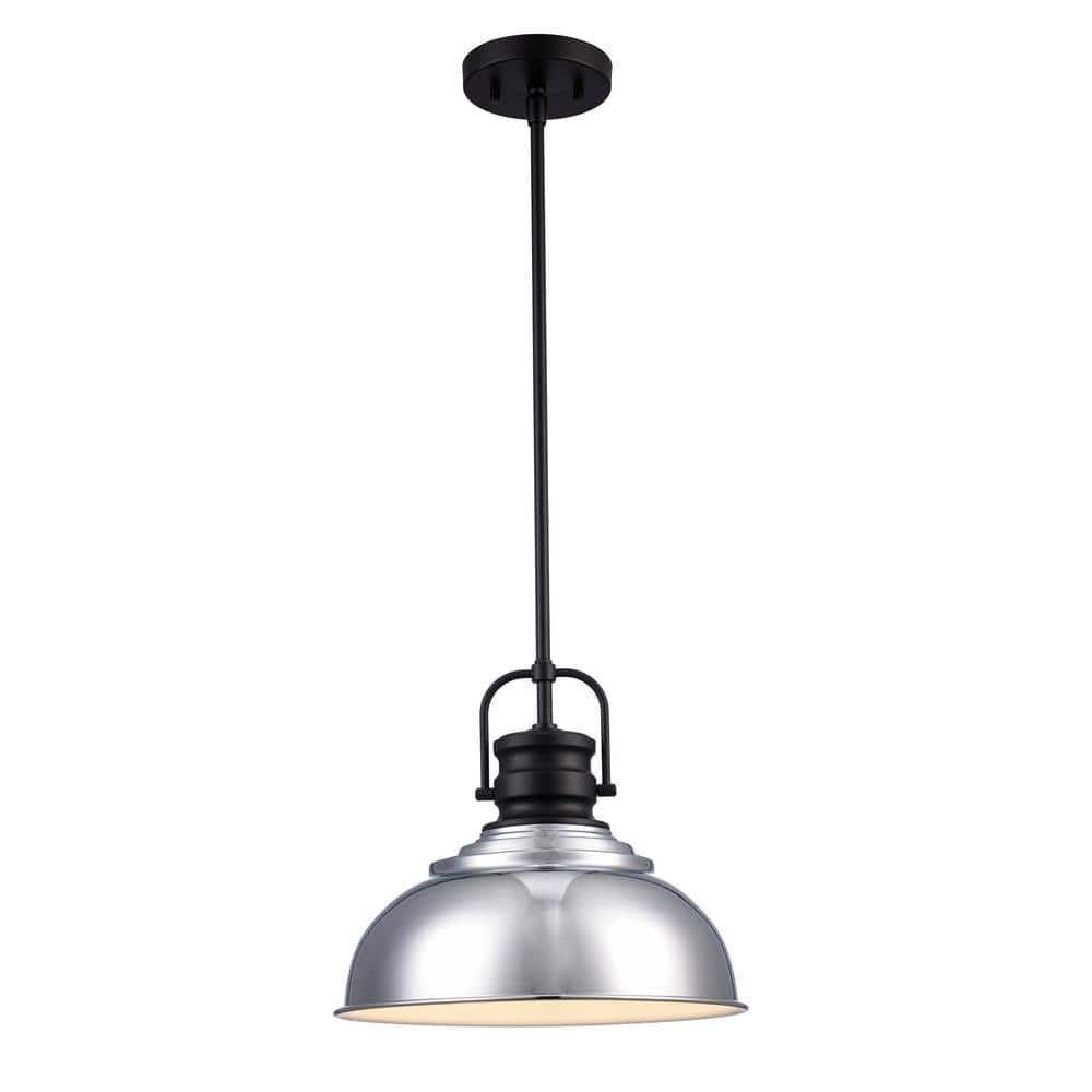 Home Decorators Collection Shelston 13 in. 1-Light Chrome and Black ...