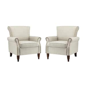 Macedonia Oatmeal Polyester Arm Chair (Set of 2)