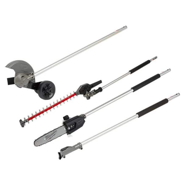 Milwaukee M18 FUEL QUIK-LOK 10 in. Pole Saw and Edger and Articulating Hedge Trimmer and 3 ft. Extension Attachments Set