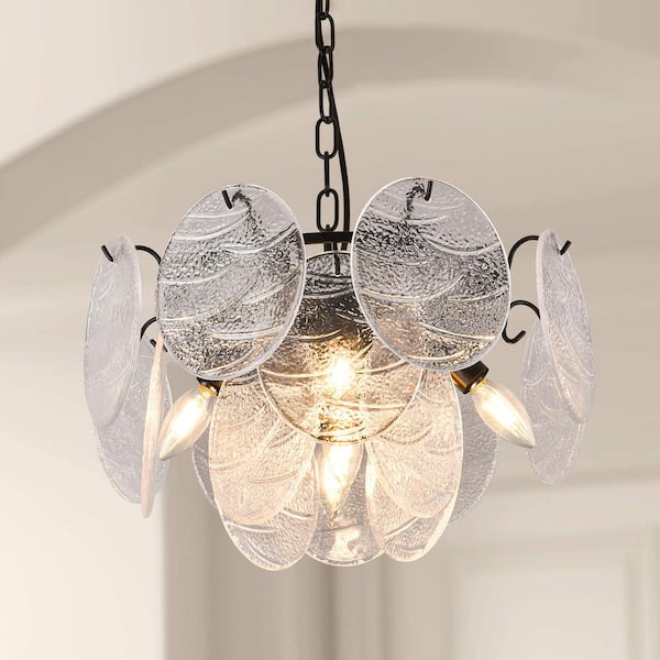 PAKOKULA 5-Light Black starburst Creative Chandelier with Round Crystal shade for Kitchen Island