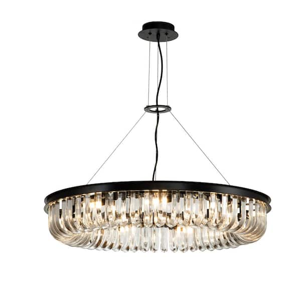 ALOA DECOR 9-Light 32 in. Contemporary Glam U-Shaped Crystal Matte Black  Circular Chandelier H7117D80MB04A - The Home Depot