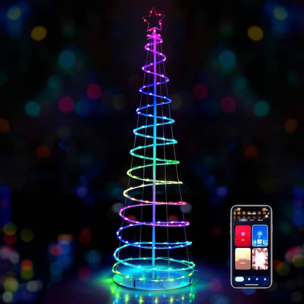 6 ft. PreLit Pop-Up Artificial Christmas Tree Colorful Light Top Star