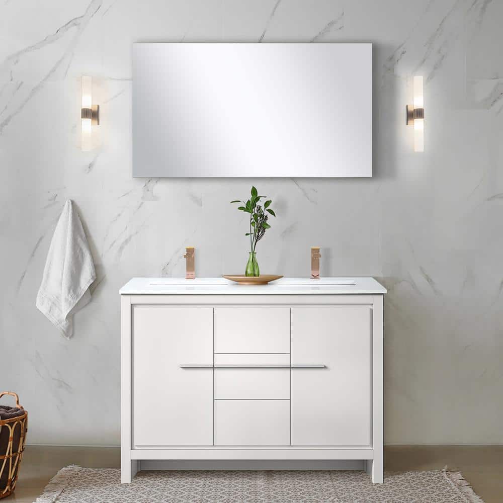 Clairo 48 in. W x 20 in. D White Double Bath Vanity with Cultured Marble Top, Rose Gold Faucet Set and 43 in. Mirror price history on PriceWatchPro