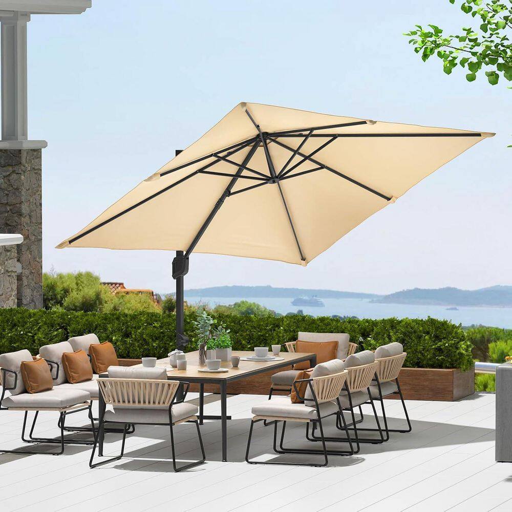 10 ft. Metal Cantilever Offset Patio Umbrella with Crank and
