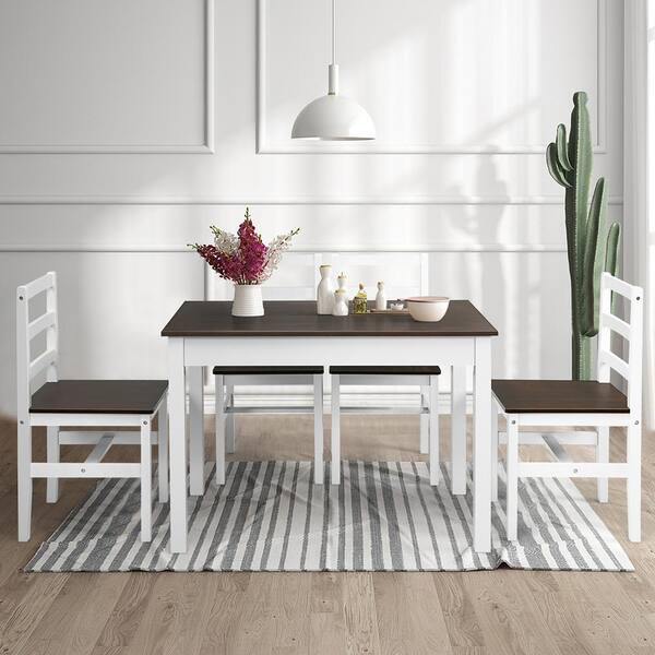 white compact dining set