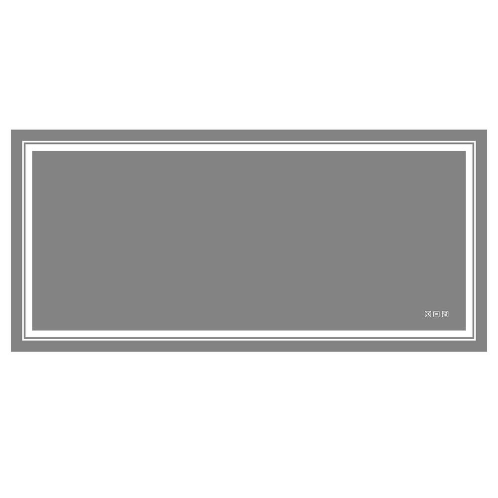 55 in. W x 30 in. H Large Rectangular Frameless LED with Anti-fog Mirror Bu