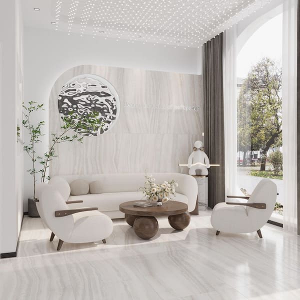 Splendor 24 x 48 in. Ivory White Honed Porcelain Veincut Large Tile (15.5 sq. ft./case, 2-Pack)